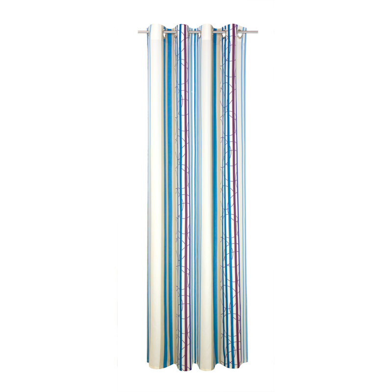 Peachey Synthetic Eyelet single Curtain Panel, opaque, Blue, 130cm Width x 220cm Drop