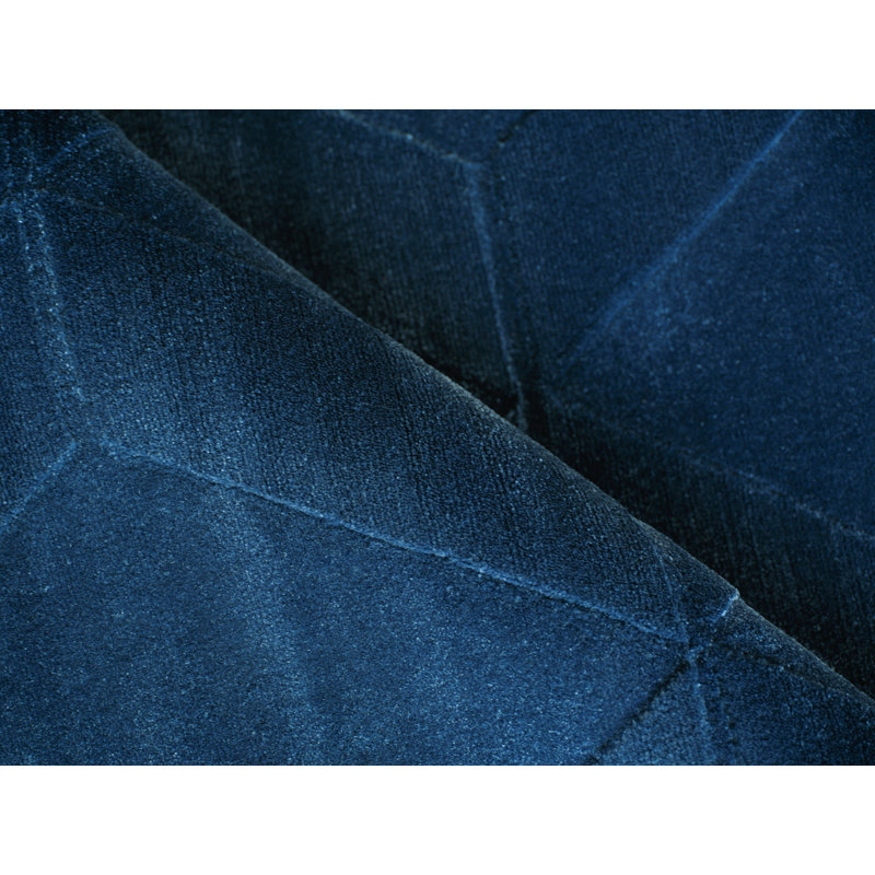 Brunello Modern Handmade Silky Nylon Navy Area Rug, Rectangle 10' x 14'
