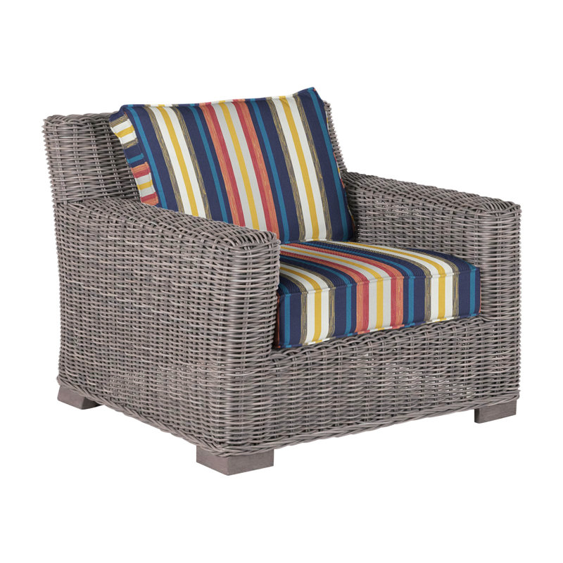 Rustic Woven Lounge Chair, Welt, Oyster, Linen Forest