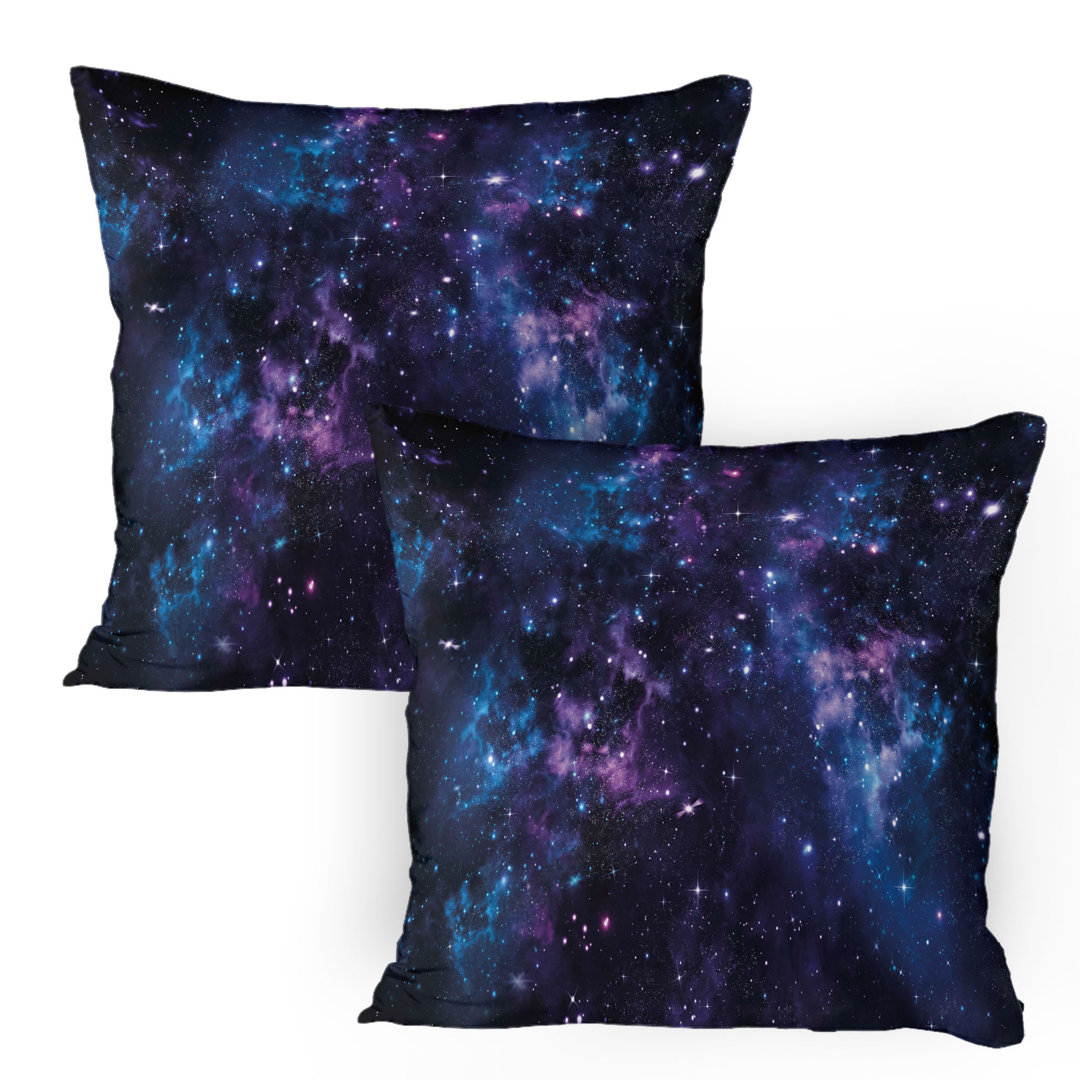 Kissenbezug Packung mit 2, Mystischer Himmel mit Stern, Dark Purple und Blau