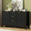 Cabinet d'entrée avec design Wave - 3 tablettes réglables, 3 tiroirs et portes à fermeture en douceur, console de rangement avec poignées en métal-857255698