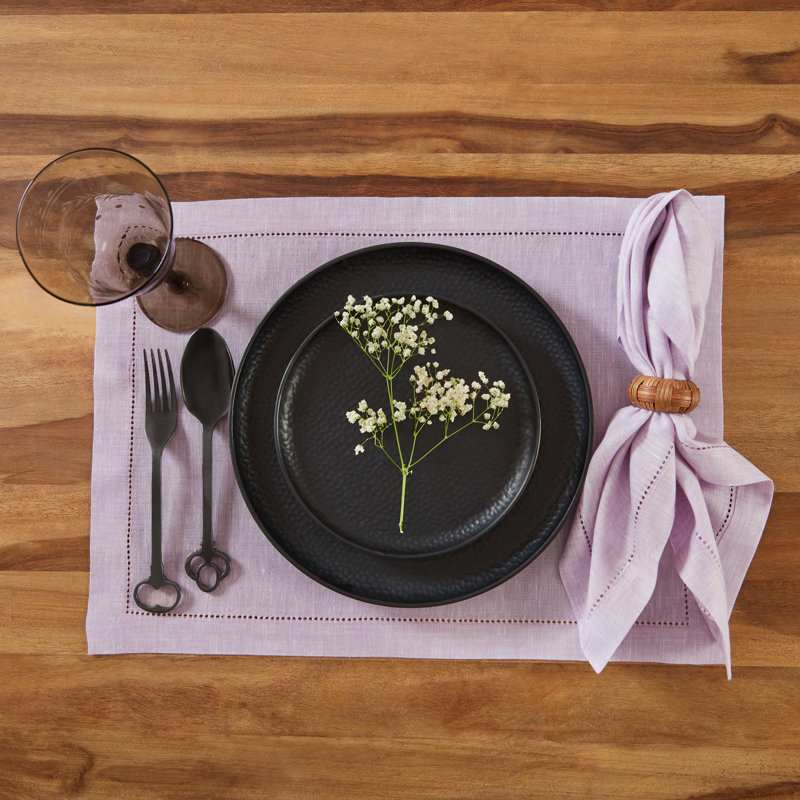 Milan - 100% Pure Linen Dinner Napkins, Chambray Lavender