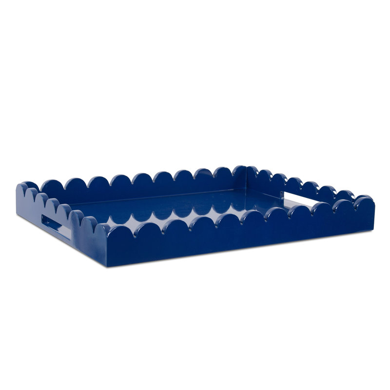 Plateau rectangulaire en bois festonné Hindley, Bleu