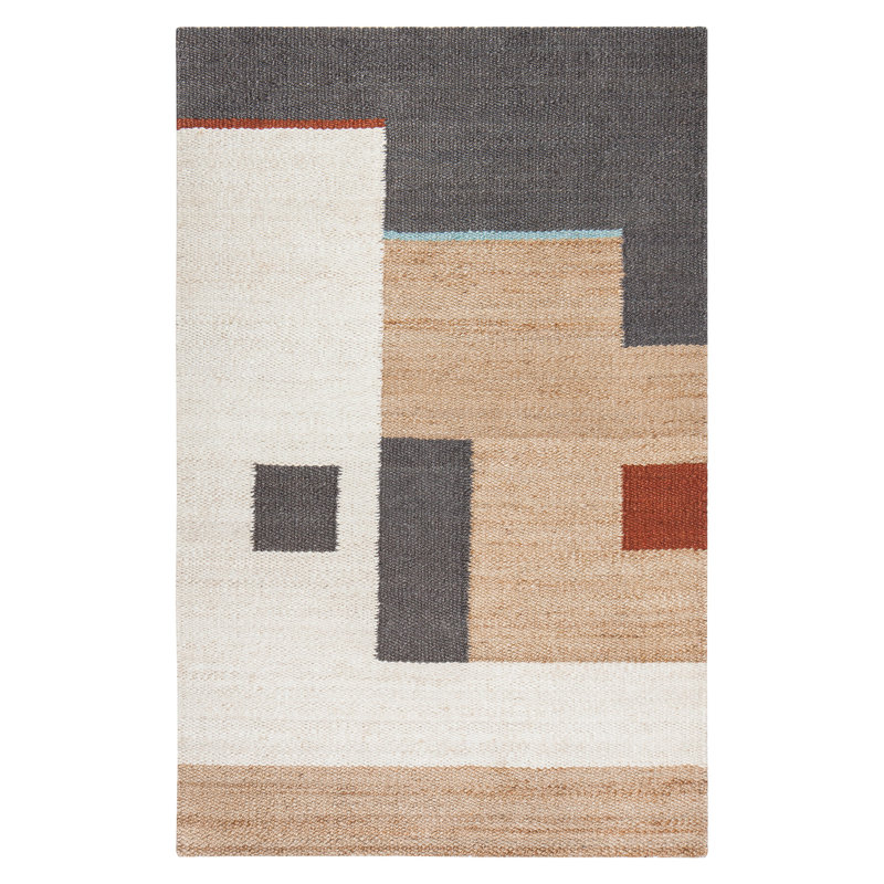 Tapis en jute / sisal brun clair / ivoire / gris tissé à la main Marjorie, Rectangulaire 8 pi x 10 pi