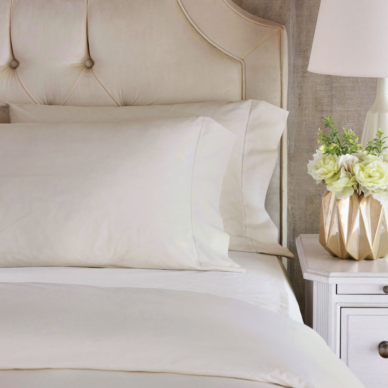 Ensemble de housse de couette en coton Gianna, Housse de couette pour très grand lit super + 2 t, Ivoire