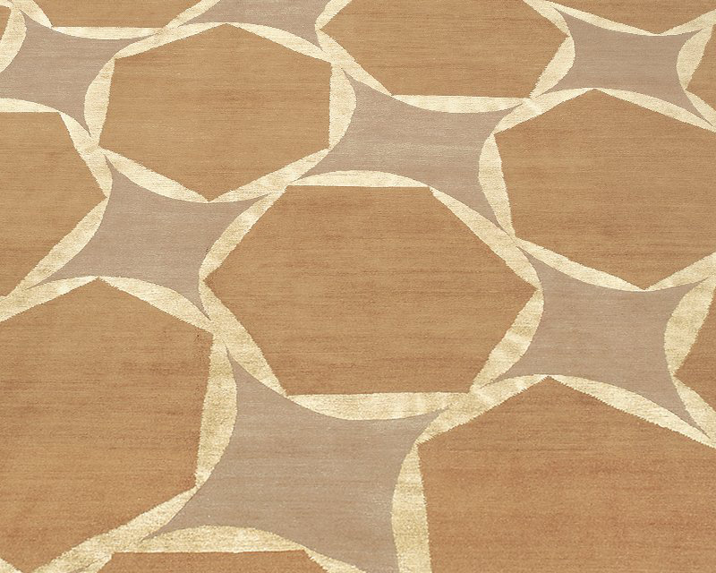 Tranquility Hand Woven Silk and Wool Geometric Area Rug, Rectangle 8' x 10'