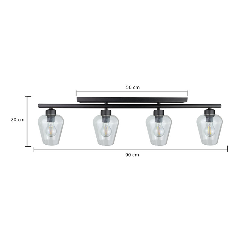 Randall Glass Flush Mount, Black