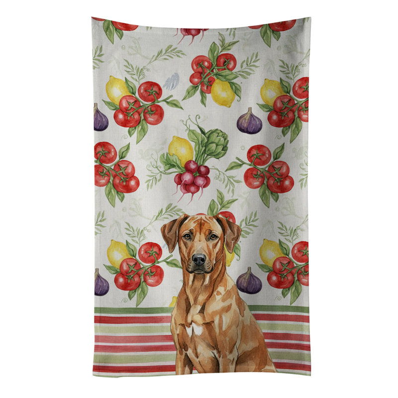 Rhodesian Ridgeback Vegetables Kitchen Towel, Rhodesian Ridgeback