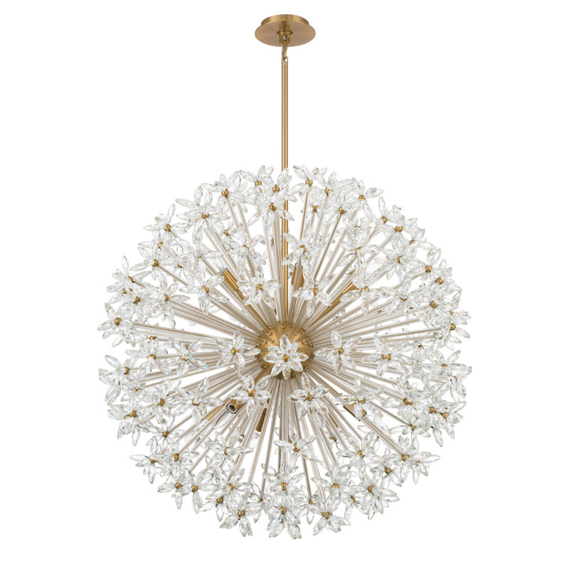 Lustre en laiton vieilli 34 po Adley, H 33,75 po x l 34 po x P 34 po