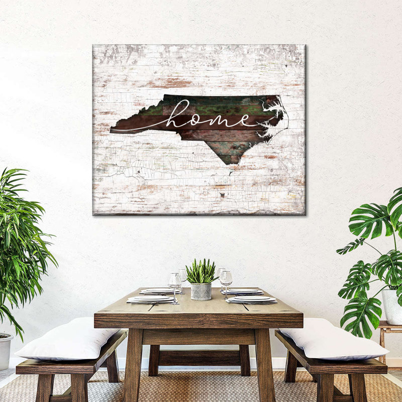 North Carolina Home Map sur impression sur toile, H 15 po x l 12 po