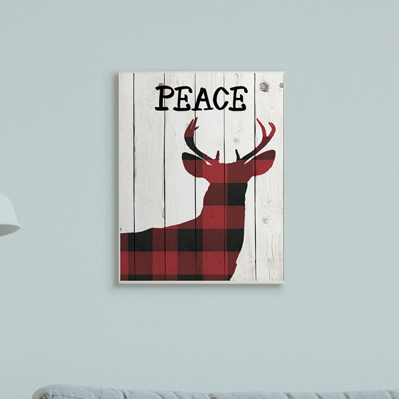 « Checker rustic Peace » par Andi Metz, reproduction d’art, H 14 po x l 11 po x P 1,5 po, Estampe numérique Farmhouse