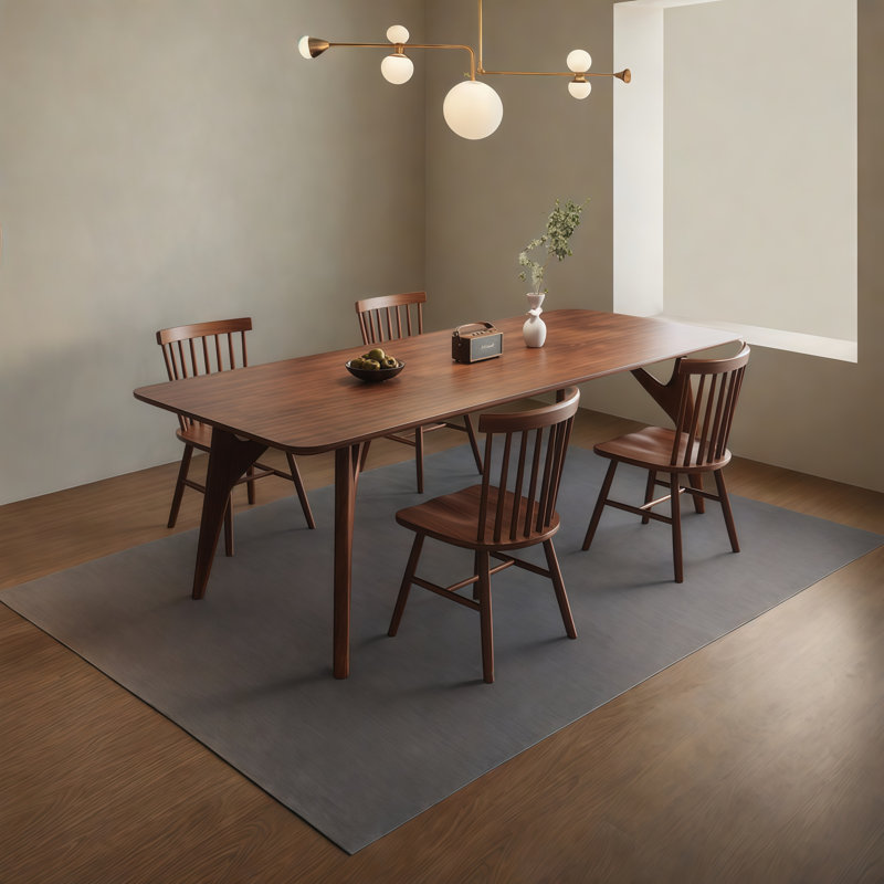 Brown Rectangular Solid Wood Dining Table, 29.5"H x 78.7"L x 31.5"W