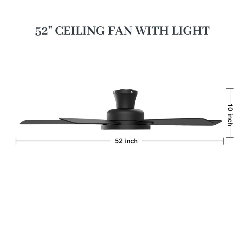 Ventilateur de plafond 52 pouces avec lumières et télécommande (ensemble de 2), Noir / bois naturel