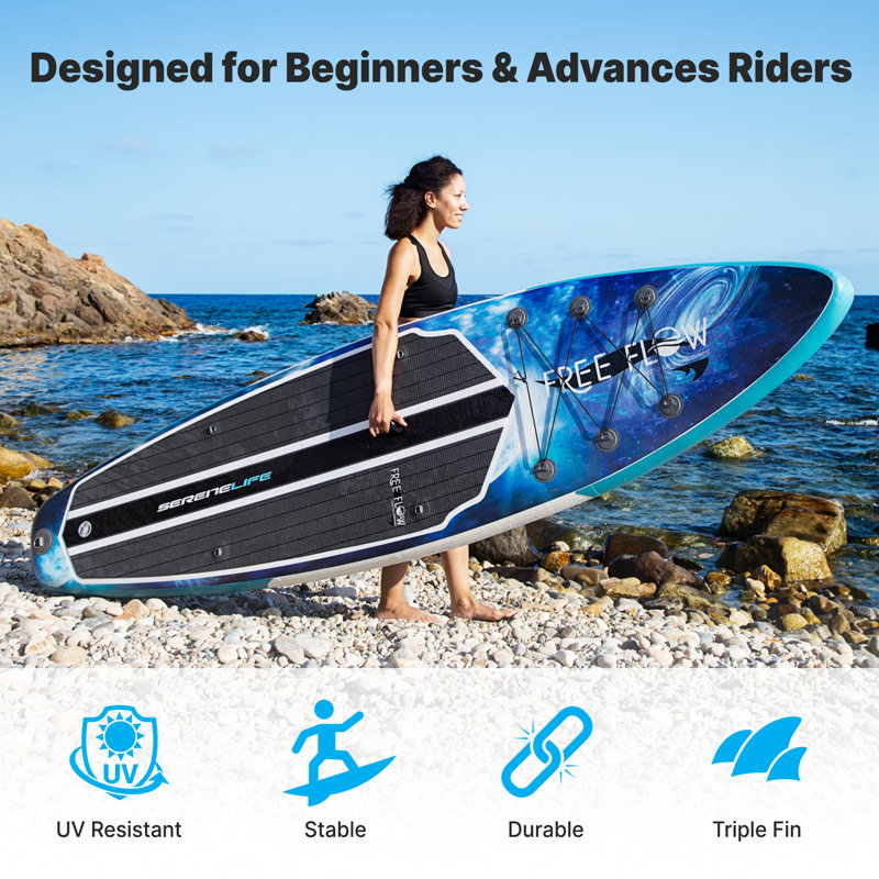 SereneLife Blue Inflatable Stand-Up Paddle Board with Accessories