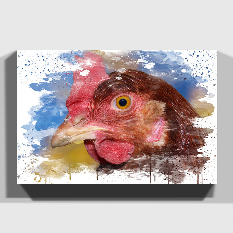 Hen Chicken - Wall Art, 40cm H x 60cm W, Wrapped Canvas