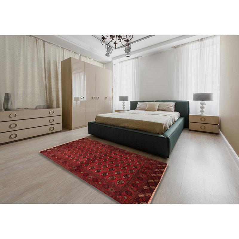 Tapis traditionnel rouge / beige, Rectangle 5 pi x 7 pi