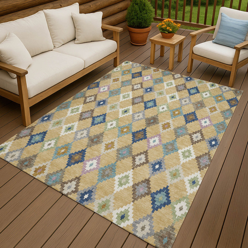 Tapis intérieur / extérieur lavable à la machine pour enfants Chantille ACN2513, Doré, Rectangle 5 pi x 7 pi 6 po