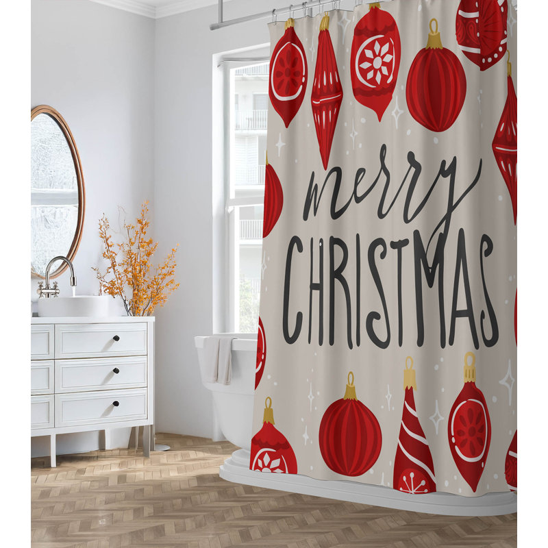 Rideau de douche ultramince Ornaments Merry Christmas, Ivoire ivoire