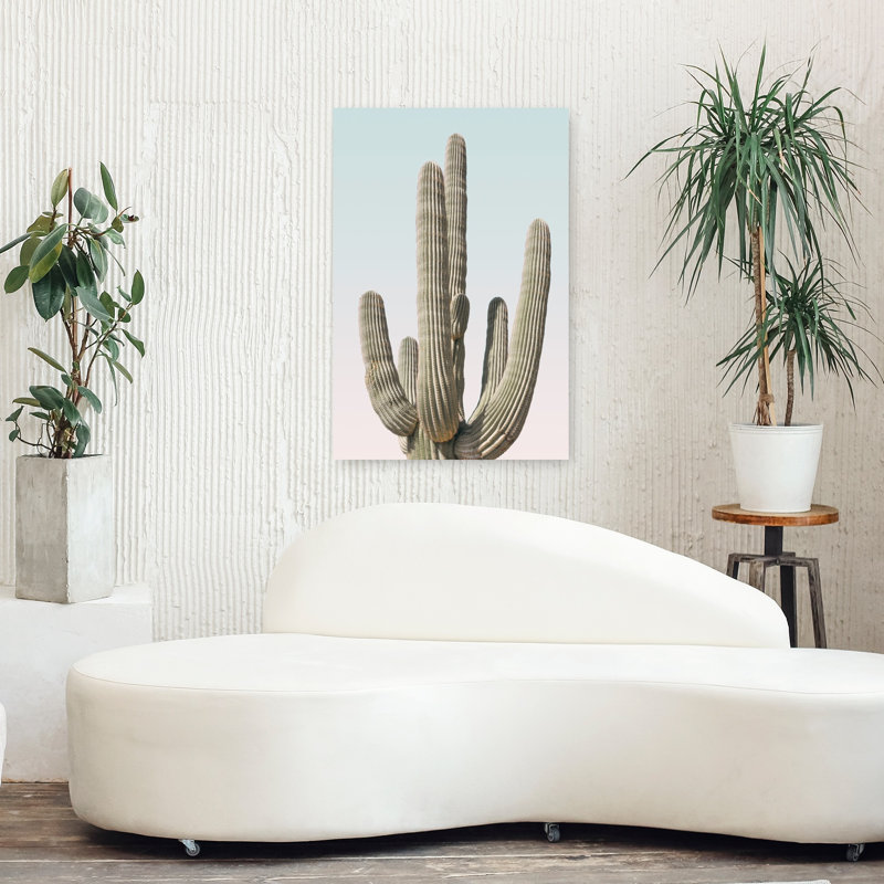 Art contemporain contemporain avec cactus, H 36 po x l 24 po