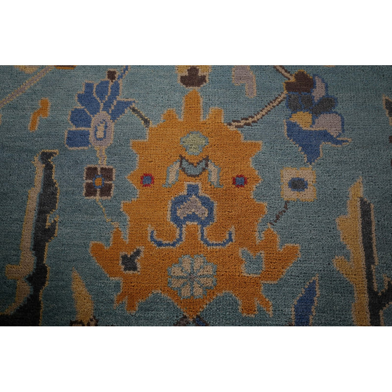 Light Blue Floral Oushak Indian Area Rug 9x12