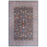 Arabesque Wool Southwestern Area Rug in Gray/Charcoal/Tangerine