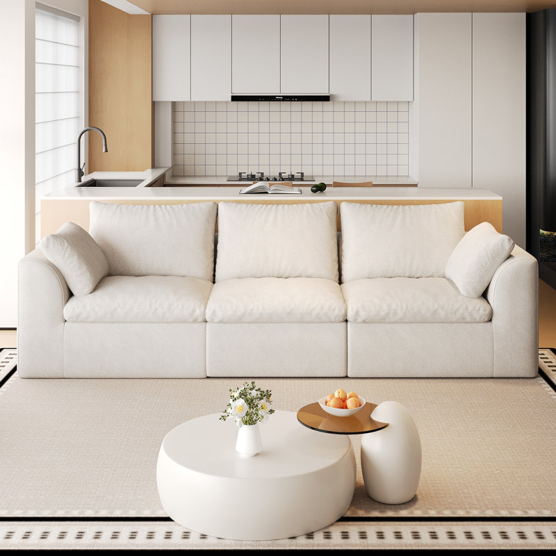 Sofa nuage sous vide, L 108,3 po, Lin blanc
