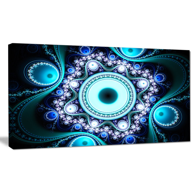 « turquoise à motif fractal avec cercles », impression sur toile tendue, H 16 po x l 32 po x P 1 po