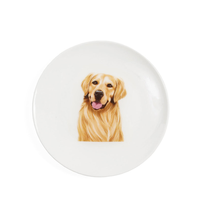 Porcelaine milieu impression 6 assiettes - Golden Retriever