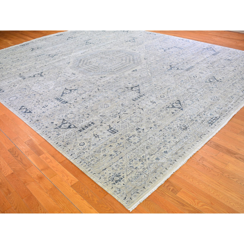 Tapis oriental en soie texturée noué à la main 12 pi x 15 pi 2 po E60AF0782746480B813C3A5FF98820C7