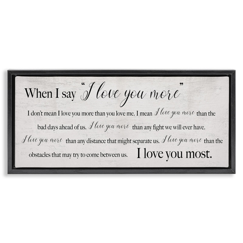 «Love You Most Sentiments» par Daphne Polselli, Cadre flottant noir de jais, H 11 po x l 25 po