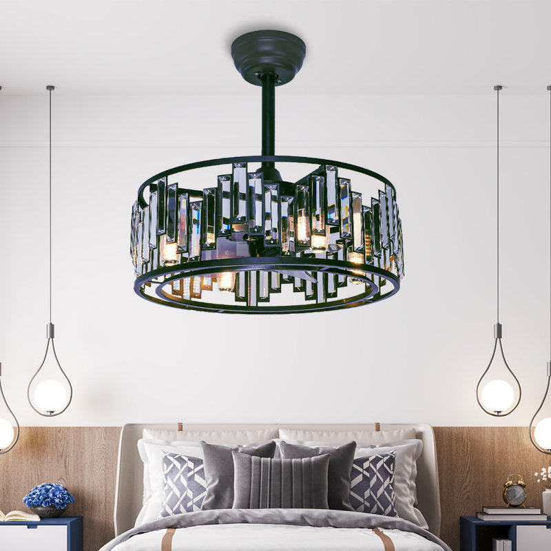 Ventilateur de plafond à 3 pales 19,7 po Tyji, Noir mat