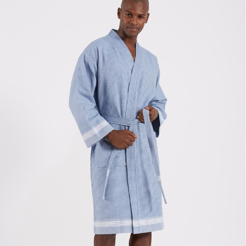 Woodcrest Plain Weave / Muslin Mid-Calf Bathrobe with Pockets, Small/Medium