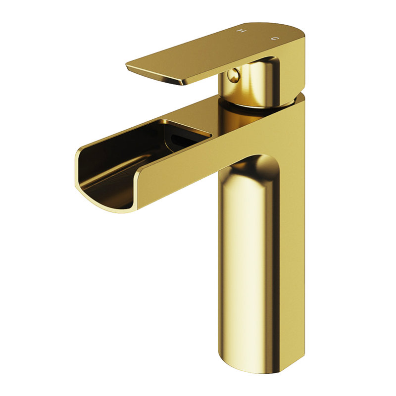 Robinet de salle de bain monotrou avec ensemble de drain Agnes Series, Or brossé