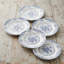 Assiettes à salade à motif floral bleu, céramique blanche de 8,5 pouces, assiettes de cuisine 6 pièces allant au micro-ondes
