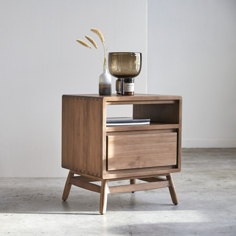 Twist 46cm W Solid Wood Bedside Table