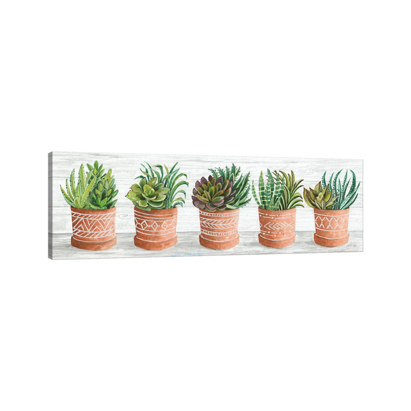 Terracotta Pots II by Cindy Jacobs - Panoramic Painting on Canvas, 30.48cm H x 91.44cm W x 1.91cm D, Wrapped Canvas