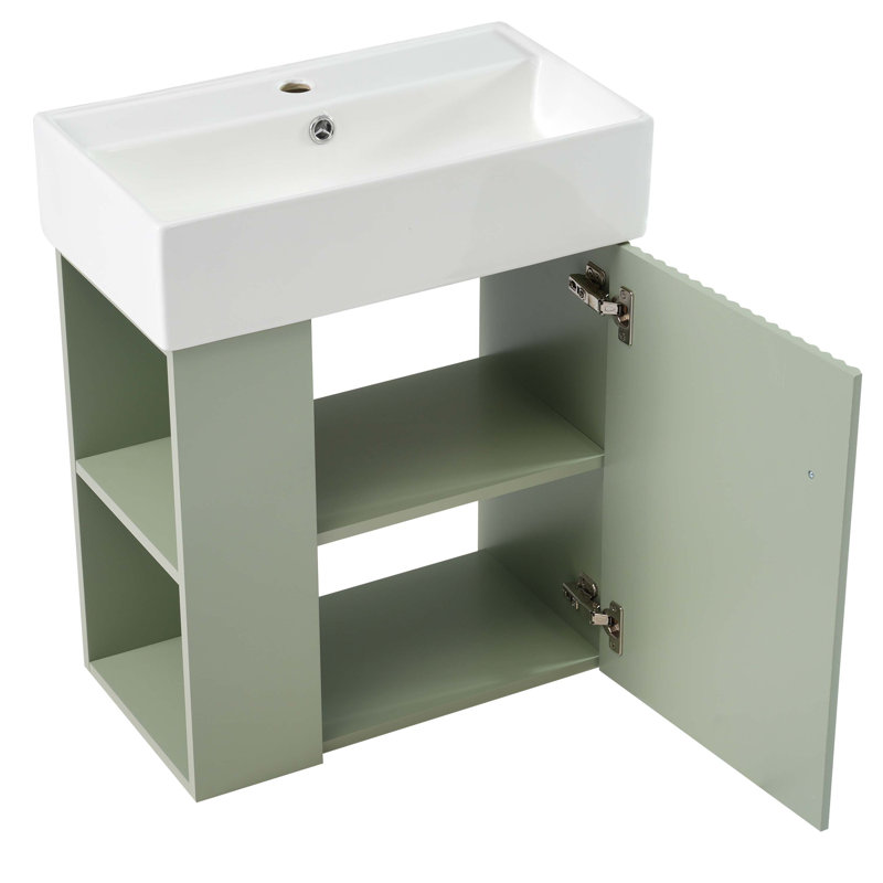 Meuble-lavabo flottant moderne 21,6 po avec lavabo en céramique