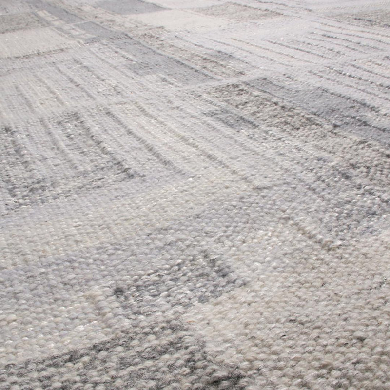 Rug & Kilim’S Scandinavian Geometric Gray And Off-White Wool Rug, Rectangle 12' x 16'