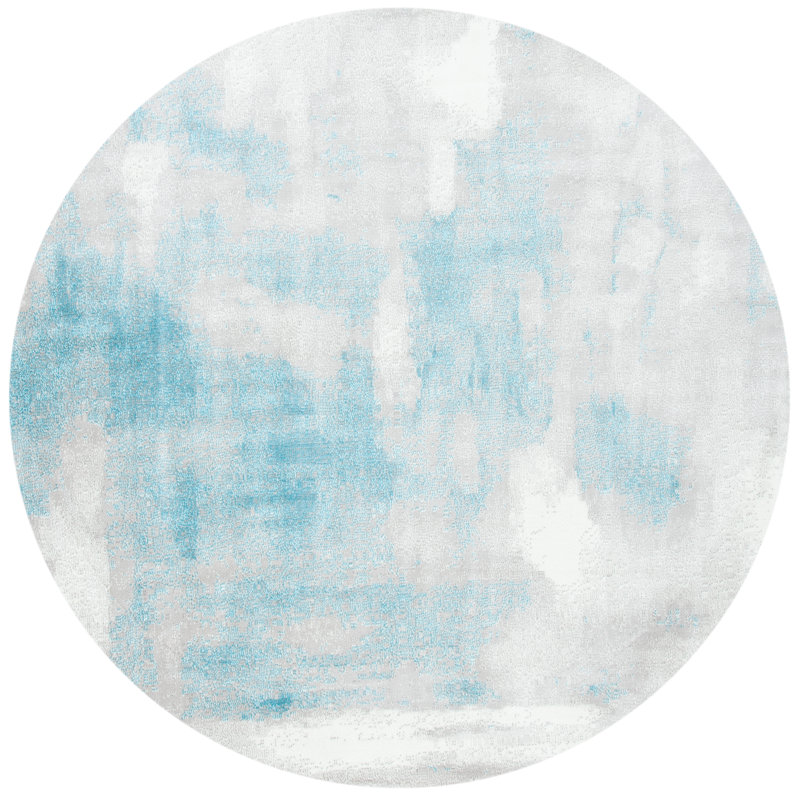 Tapis gris / bleu Barinholtz, Rond 6 pi 7 po