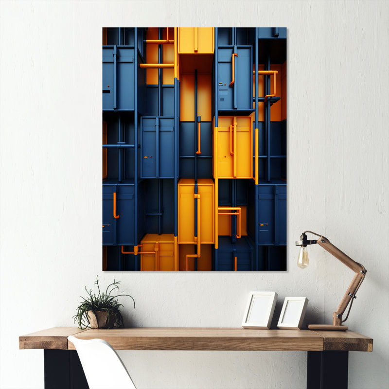 «Industrial Symmetry Collage I - Factories», art mural en métal, H 32 po x l 24 po x P 1 po