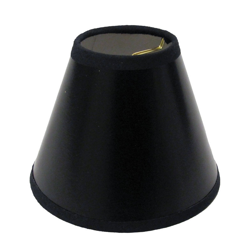 Abat-jour tambour en soie / shantung 4 po (à pince), H 4 po x l 4 po x P 4 po, Noir / blanc