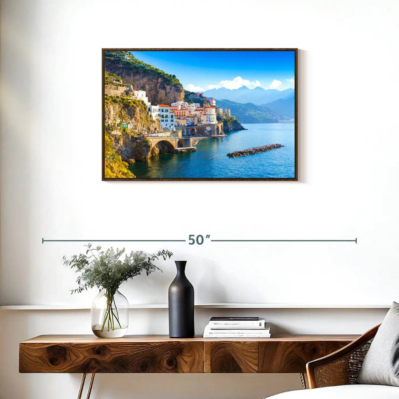 Lumière du jour sur la côte d'Amalfi, Cadre flottant noyer, 31 po x 21 po