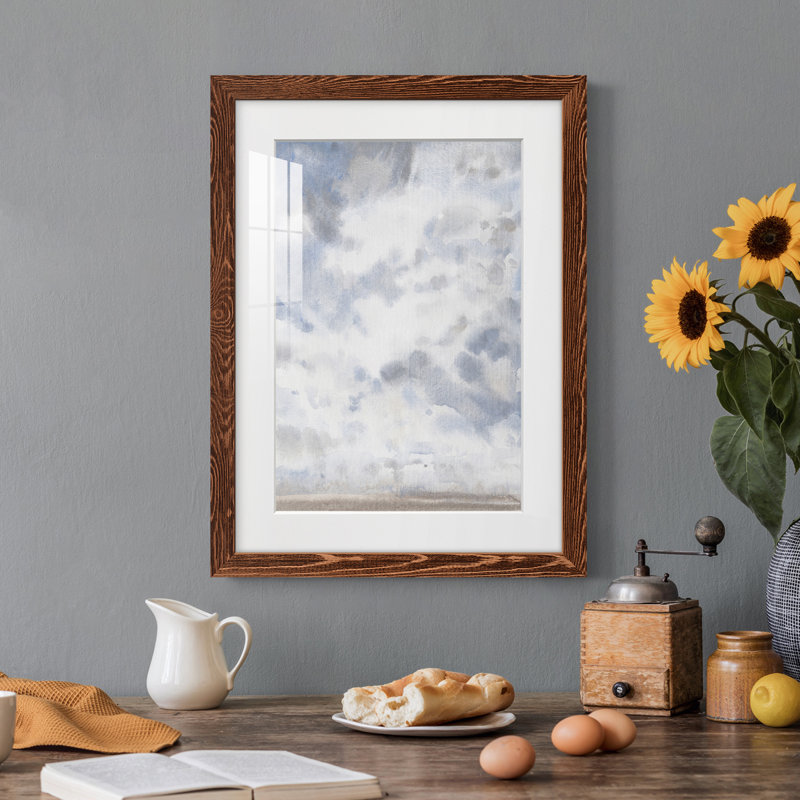Ciel bleu IV - peinture encadrée, H 37,5 po x l 27,5 po x P 1 po, Cadre brun