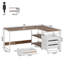  Bureau d'ordinateur en L 59 po pour bureau à domicile, petit bureau d'angle avec 4 tiroirs-1284339668