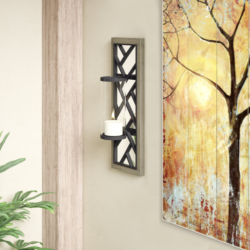 24.02'' H Wood, Glass, Metal Wall Wall Sconce