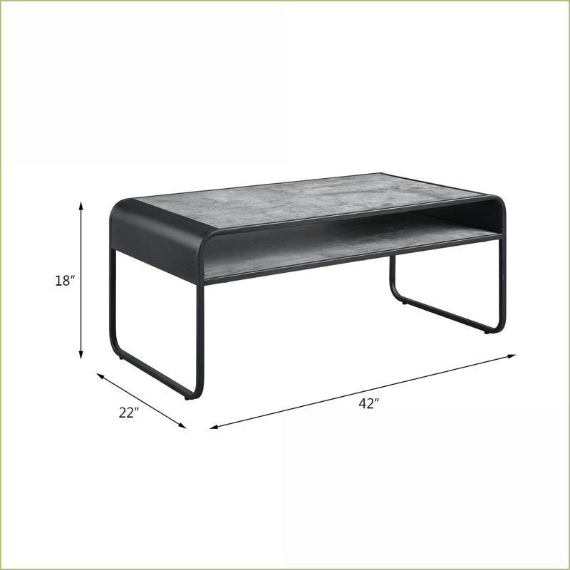Table basse moderne avec cadre en métal Raziela Plateau en bois composite de 15 mm, assemblage facile