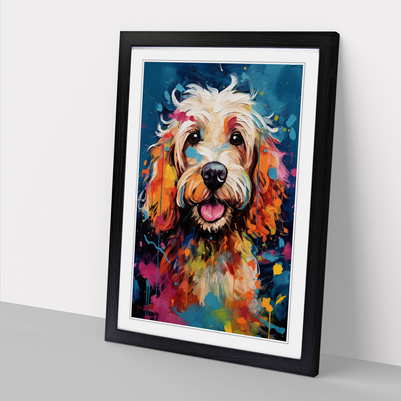 Cockapoo Abstract No.2 - Single Picture Frame Print on Wood, 46cm H x 34cm W x 2cm D, Black Framed