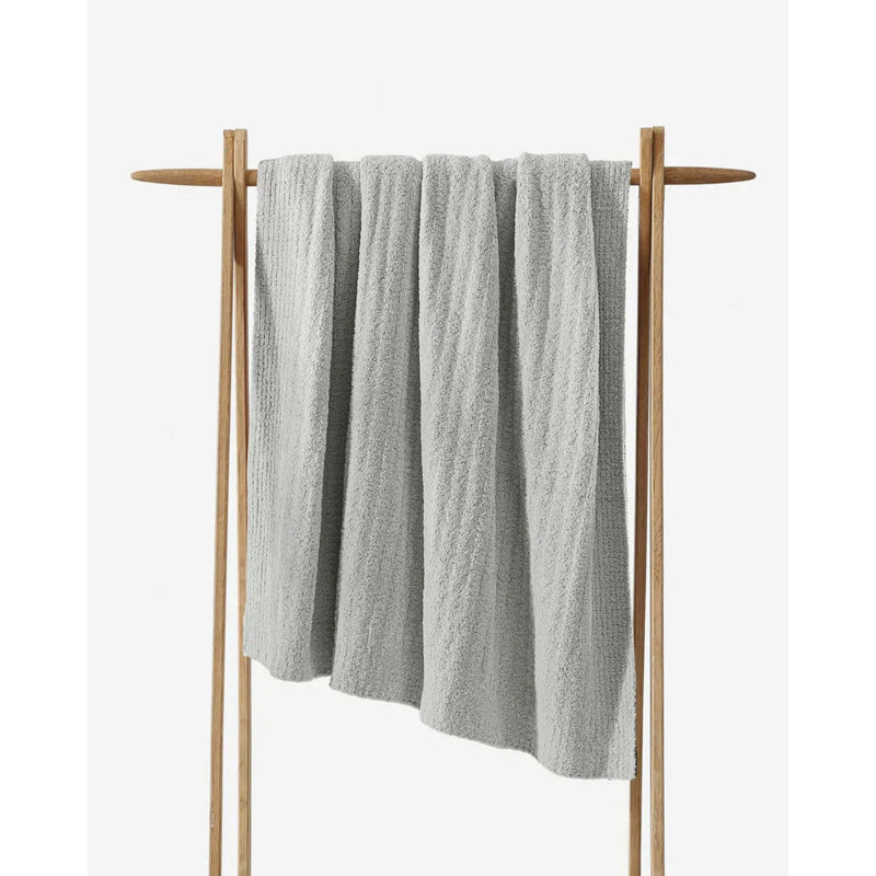 Ribbed Throw Blanket, Cloud Gray