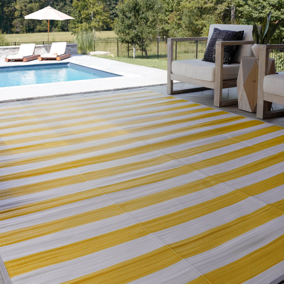 Mirsie Striped Indoor / Outdoor Rug Ebern Designs Rug 