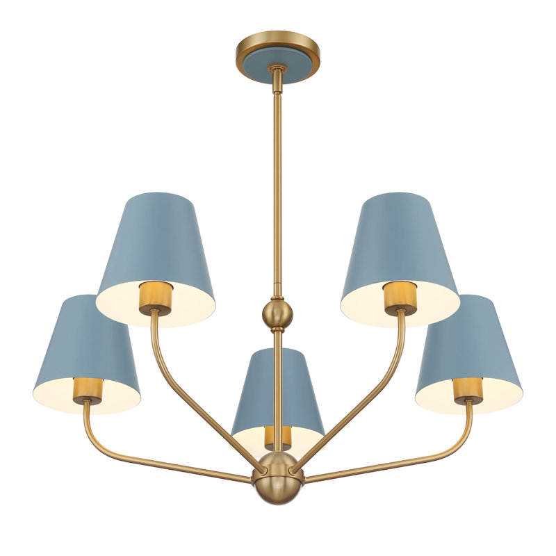 Augustina Light Vibrant Chandelier, Blue/White, 5, 12.5" H x 28" W x 28" D